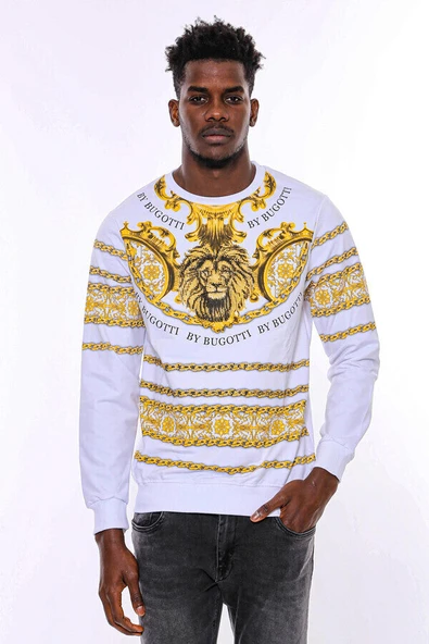 Beyaz Baskılı Taşlı Sweatshirt - Wessi ürün görseli 1