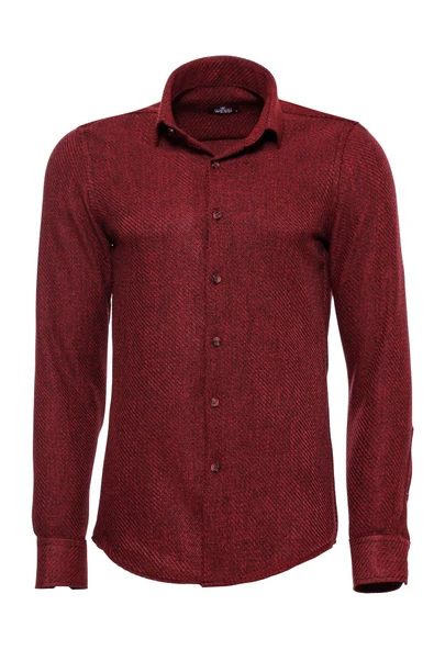Desensiz Slim Fit Bordo Erkek Oduncu Gömlek - Wessi ürün görseli 1