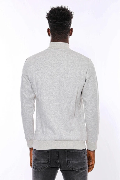 Gri Fermuarlı Baskılı Sweatshirt - Wessi - Resim 5