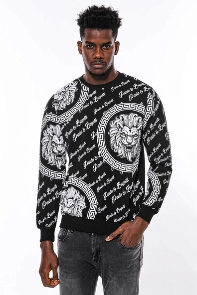 Siyah Taşlı Baskılı Ve Desenli Sweatshirt - Wessi ürün görseli 1