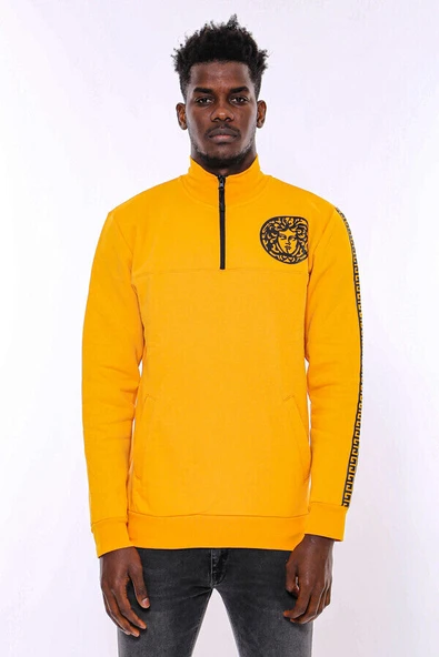 Sarı Fermuarlı Baskılı Sweatshirt - Wessi - Resim 2
