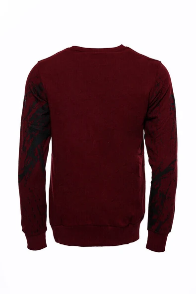 Bordo Taşlı Baskılı Sweatshirt - Wessi - Resim 3