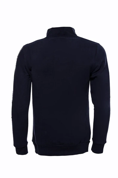 Lacivert Fermuarlı Baskılı Sweatshirt - Wessi - Resim 4