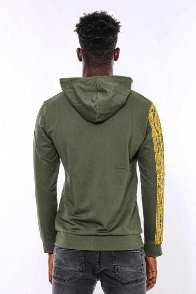 Yeşil Kapşonlu Baskılı Sweatshirt - Wessi - Resim 5