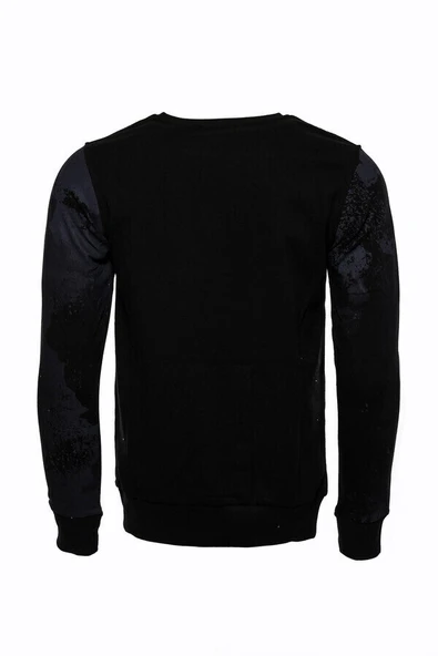 Siyah Taşlı Desenli Sweatshirt - Wessi - Resim 3