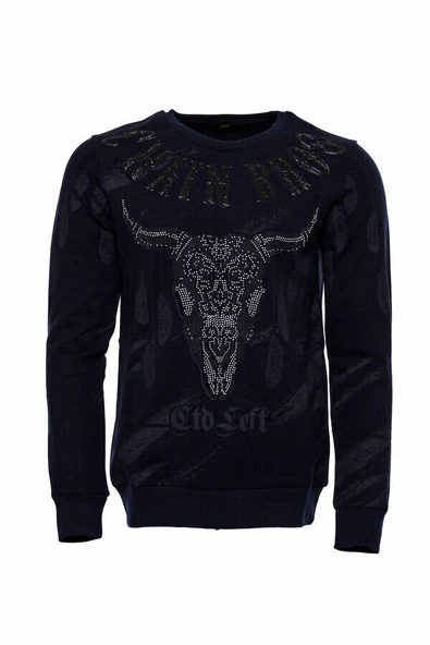 Lacivert Taşlı Desenli Sweatshirt - Wessi ürün görseli 1