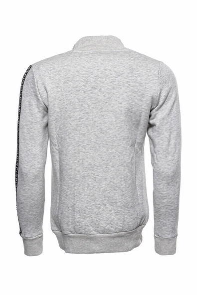 Gri Fermuarlı Baskılı Sweatshirt - Wessi - Resim 6