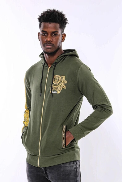 Yeşil Kapşonlu Baskılı Sweatshirt - Wessi - Resim 7