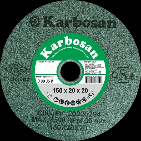 KARBOSAN 200x32x20 SCG TAŞLAMA TAŞI C 80 J5 V - 920530 ürün görseli 1