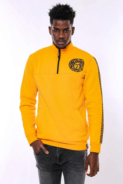 Sarı Fermuarlı Baskılı Sweatshirt - Wessi - Resim 8