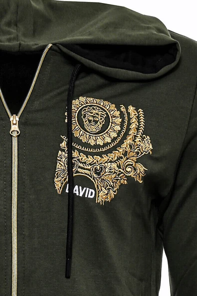 Yeşil Kapşonlu Baskılı Sweatshirt - Wessi - Resim 10