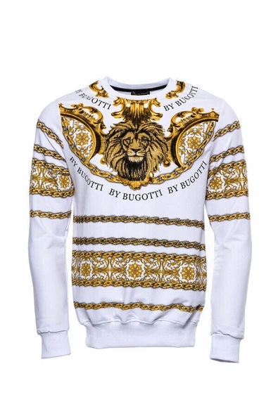 Beyaz Baskılı Taşlı Sweatshirt - Wessi - Resim 4