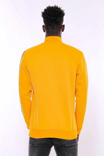 Sarı Fermuarlı Baskılı Sweatshirt - Wessi - Resim 4