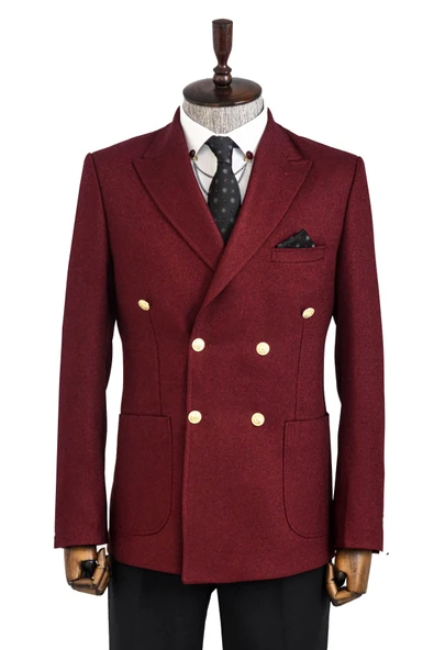 Kruvaze Slim Fit Bordo Erkek Ceket - Wessi ürün görseli 1