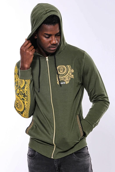 Yeşil Kapşonlu Baskılı Sweatshirt - Wessi ürün görseli 1