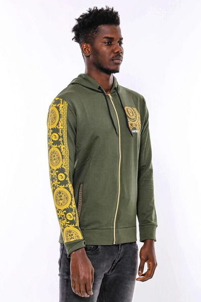 Yeşil Kapşonlu Baskılı Sweatshirt - Wessi - Resim 4