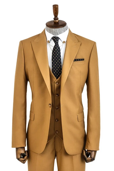 Desensiz Slim Fit Taba Erkek Takım Elbise - Wessi ürün görseli 1