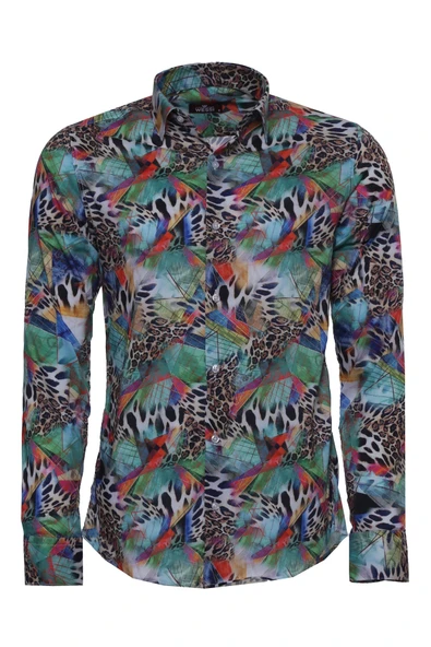 Leopar Desenli Slim Fit Uzun Kollu Çok Renkli Erkek Gömlek - Wessi ürün görseli 1