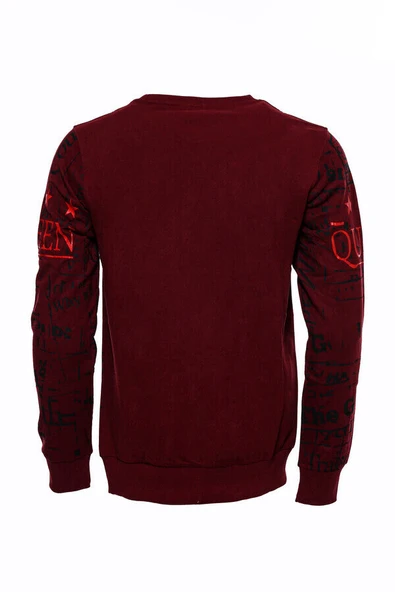 Bordo Taşlı Baskılı Sweatshirt - Wessi - Resim 8