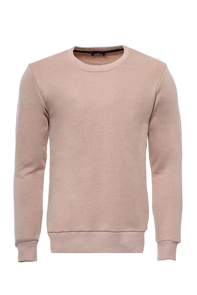Bej Desensiz Bisiklet Yaka Sweatshirt - Wessi ürün görseli 1
