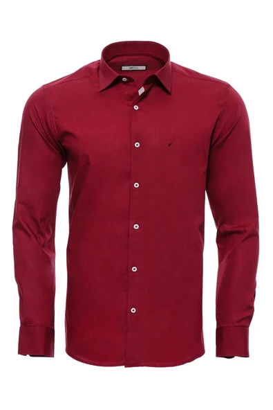 Desensiz Slim Fit Bordo Kırmızı Erkek Gömlek - Wessi ürün görseli 1