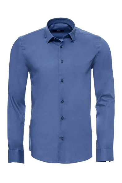 Slim Fit Uzun Kollu Lacivert Erkek Gömlek - Wessi ürün görseli 1