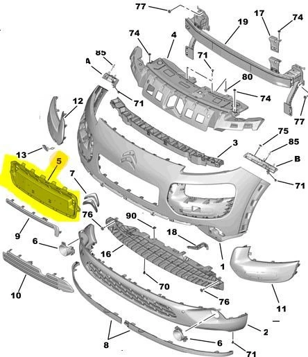 Citroen C4 Ön Tampon Bakaliti (2014-2017) 9801740680 BCI288026 1.2 VTI, 1.6 HDI ürün görseli 1