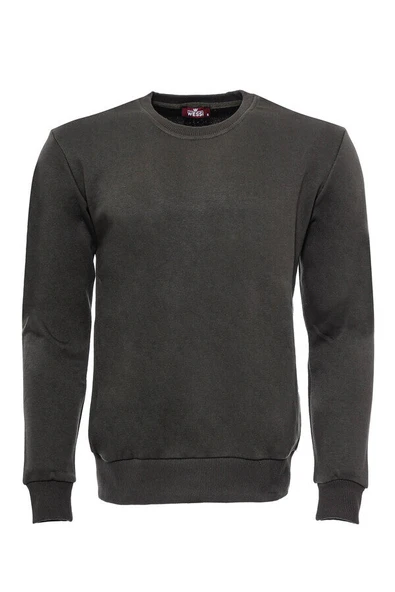 Koyu Yeşil Desensiz Bisiklet Yaka Sweatshirt - Wessi ürün görseli 1