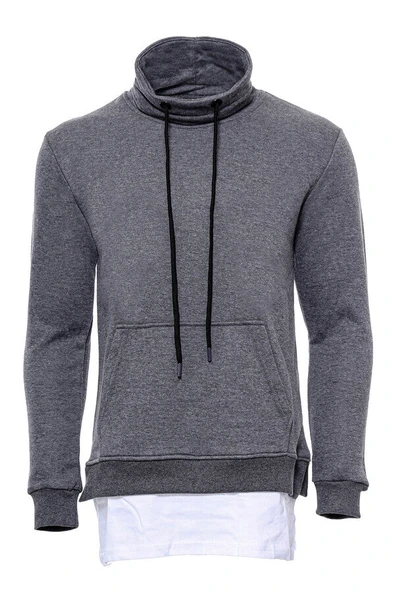 Erkek Şal Yaka T-shirt Detaylı Füme Sweatshirt - Wessi ürün görseli 1