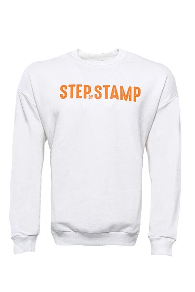 Yazı Baskılı Bisiklet Yaka Beyaz Sweatshirt - Wessi ürün görseli 1