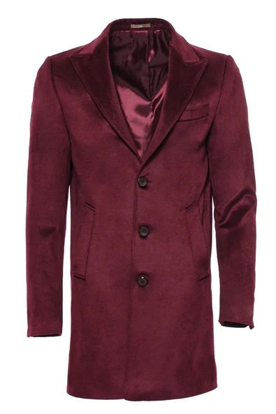 Bordo Sivri Yaka Slim Fit Kaban - Wessi ürün görseli 1
