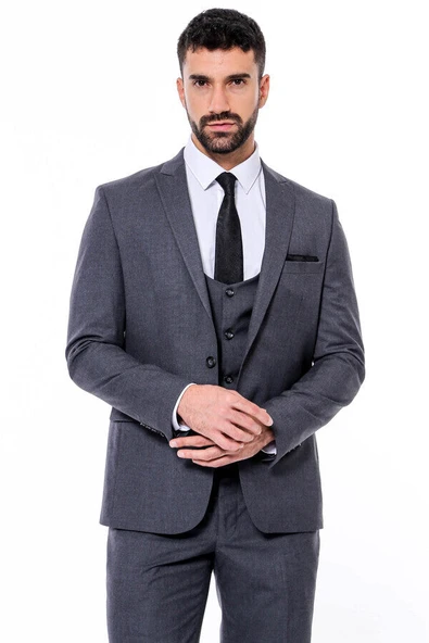 Desensiz Slim Fit Antrasit Erkek Takım Elbise - Wessi ürün görseli 1
