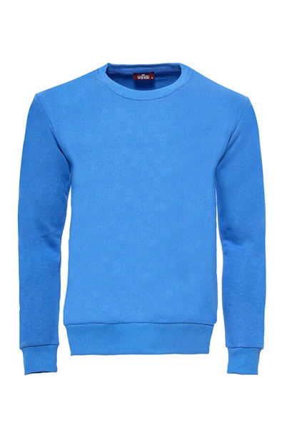 Saks Mavi Desensiz Bisiklet Yaka Sweatshirt - Wessi ürün görseli 1
