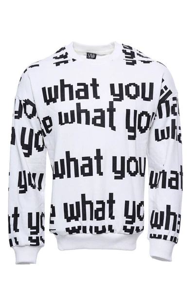 Beyaz Baskılı Bisiklet Yaka Sweatshirt - Wessi ürün görseli 1
