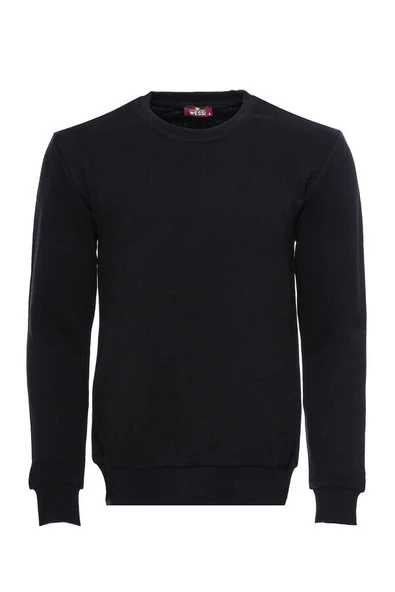 Siyah Desensiz Bisiklet Yaka Sweatshirt - Wessi ürün görseli 1