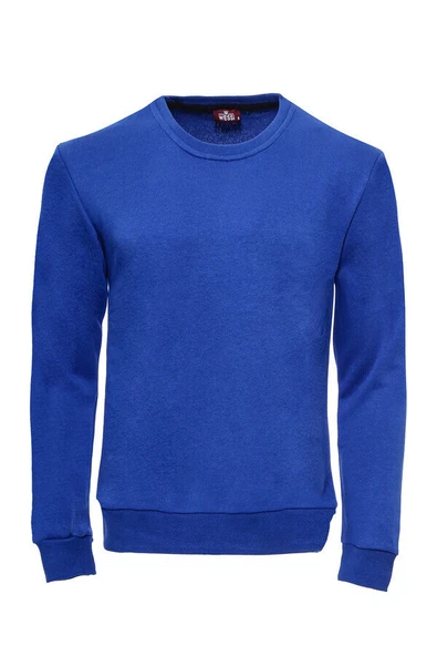 Koyu Mavi Desensiz Bisiklet Yaka Sweatshirt - Wessi ürün görseli 1