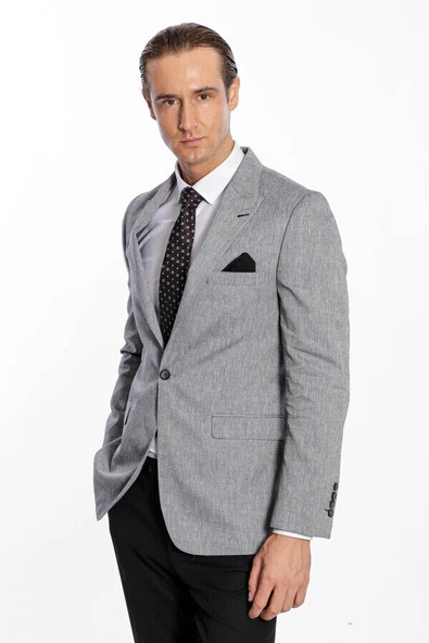 Sivri Yaka Slim Fit Füme Erkek Ceket - Wessi ürün görseli 1