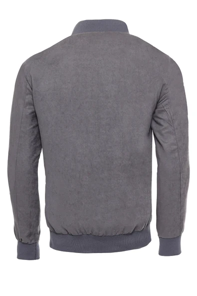 Gri Cepli Süet Bomber Mont - Wessi - Resim 2
