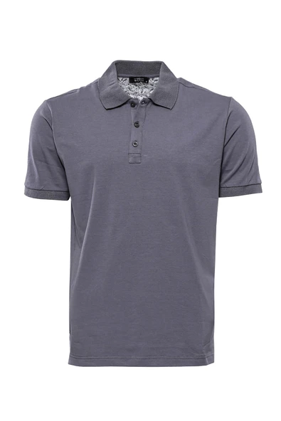 Polo Yaka Gri Düz T-shirt - Wessi ürün görseli 1