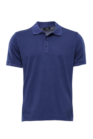 Polo Yaka Düz Açık Lacivert T-shirt - Wessi ürün görseli 1