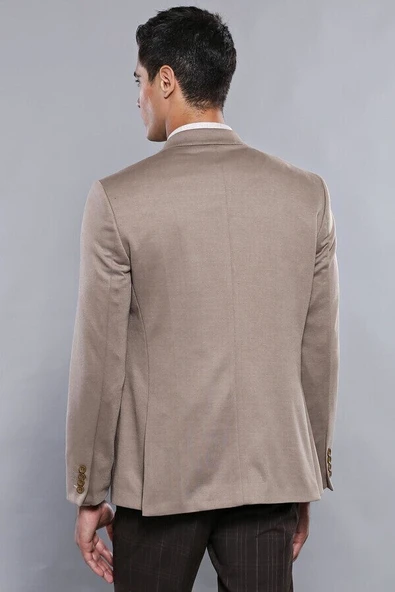 Penye Bej Slim Fit Ceket | Wessi - Resim 6