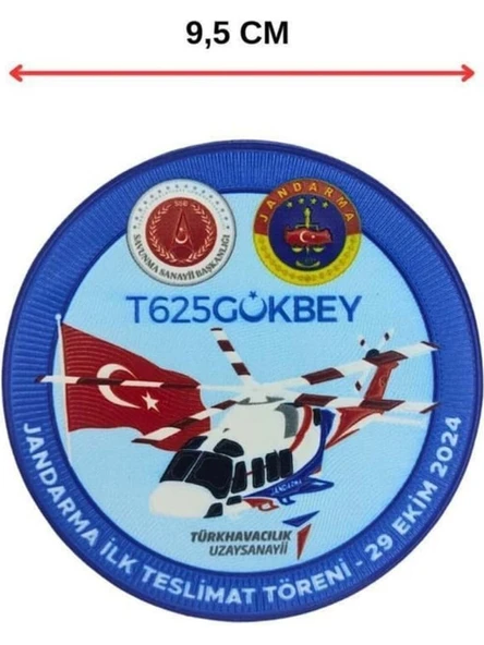 "T625 Gökbey" Patch Arma 9.5 cm 3d, Yeni Model Tip Cırtlı, ürün görseli 1