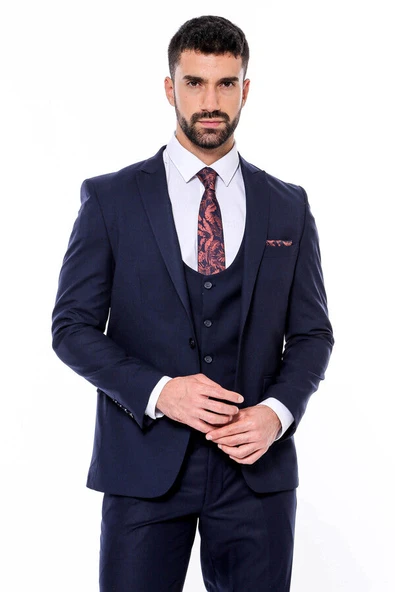 Desensiz Slim Fit Lacivert Erkek Takım Elbise - Wessi ürün görseli 1