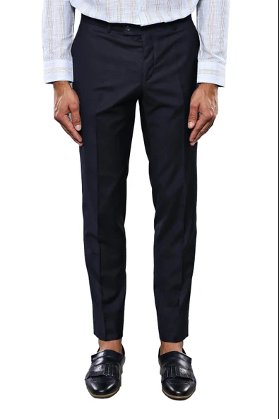 Slim Fit Düz Lacivert Erkek Kumaş Pantolon - Wessi ürün görseli 1