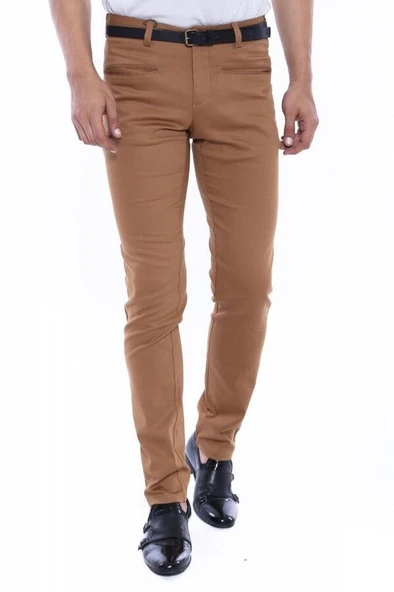 Desenli Slim Fit Pamuk Taba Erkek Pantolon - Wessi ürün görseli 1