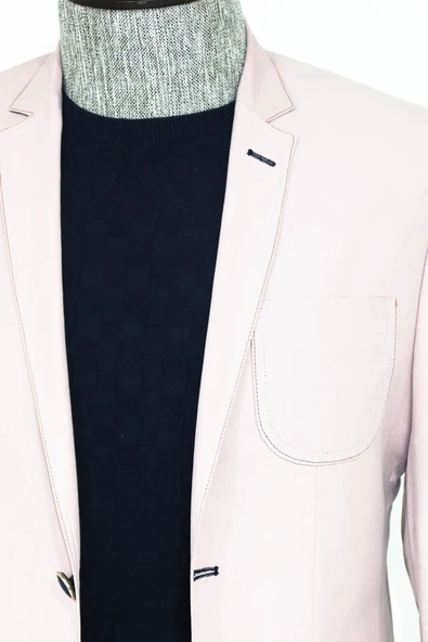 Dirsek Modelli Krem Slim Fit Ceket - Wessi - Resim 2