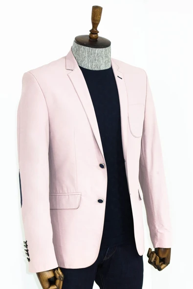 Dirsek Modelli Krem Slim Fit Ceket - Wessi - Resim 3