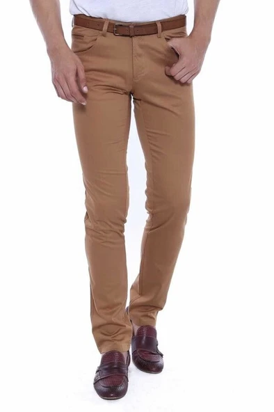 Slim Fit Pamuk Kahverengi Erkek Pantolon  - Wessi ürün görseli 1