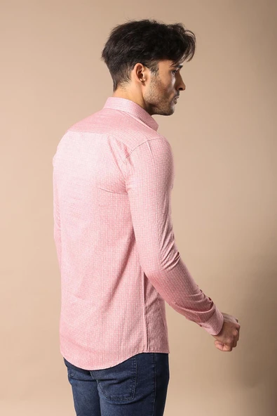 Pembe Pamuklu Erkek Gömlek | Wessi - Resim 3