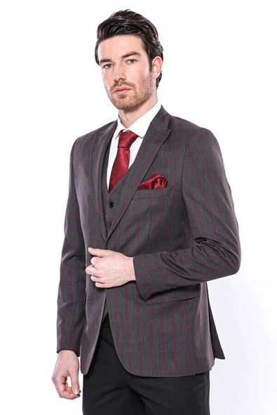 Ekose Füme Slim Fit Erkek Ceket - Wessi ürün görseli 1